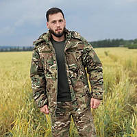 Тактическая армейская теплая куртка Undolini Patriot, бушлат военный водоотталкивающий рип-стоп на флисе 50