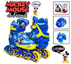 Комплект роликів Disney Mickey Mouse із захистом і шоломом з PU колесами, що світяться, р 29-33, фото 3
