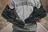 Кроссовки женские Nike Air Jordan Retro 4 Black Cat, Найк Джордан 4 нубуковые, Код IN-710