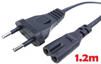 AC силовий кабель 100-240v ∞ C7/C8 2pin (5a) (1.2m) (A class) 1 день гар.