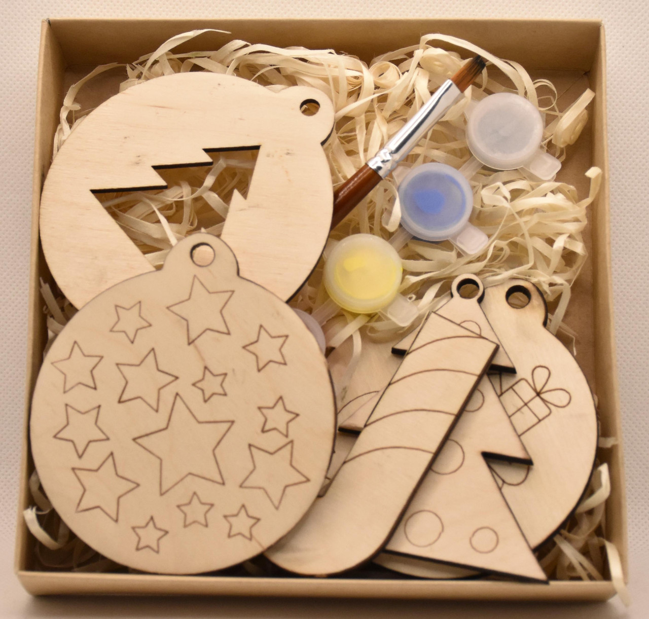 Набір ялинкових прикрас для розмальовування, фото 1