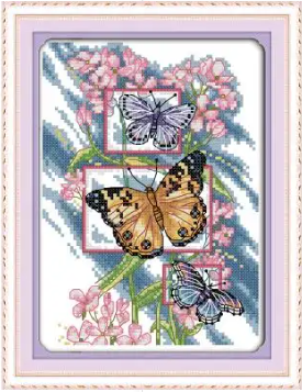 Набір для вишивання за нанесеною на канву схемою "Butterfly 7". AIDA 14CT printed 18*26 см