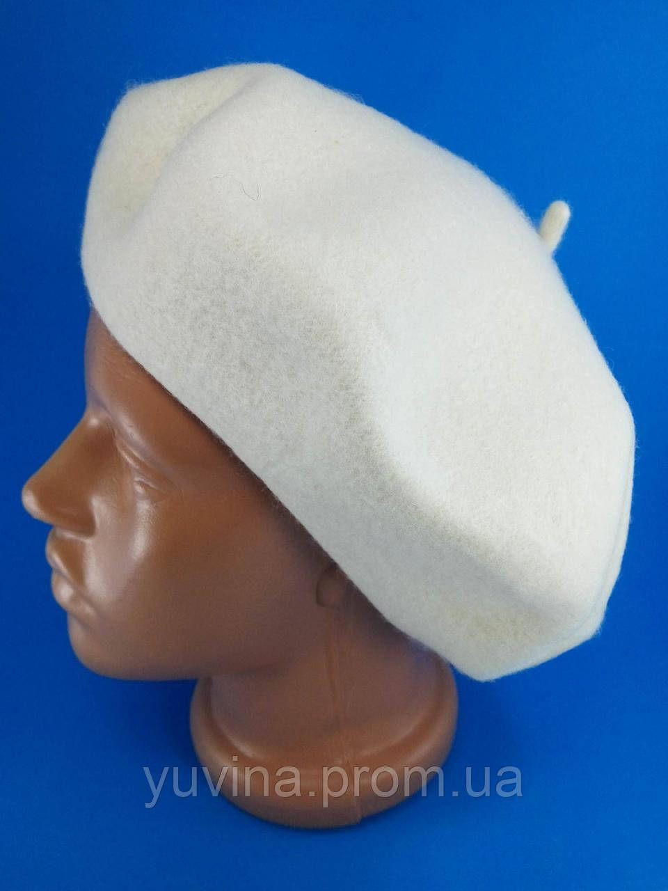 Бере фетровий жіночий теплий французький берет вовняний безшовний Жіночі шапки берети Молочний