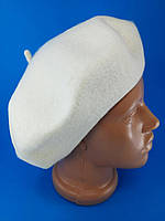 Берет жіночий фетровий безшовний теплий Французький бере вовняний Жіночі шапки берети Молочний