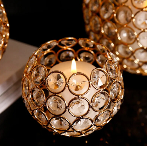 Свічник у скандинавському стилі інкрустований штучним кристалом, фото 1