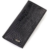 Вертикальний чоловічий гаманець із натуральної шкіри з тисненням під крокодила CANPELLINI 21896 Чорний Salex