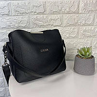 Женская мини сумочка на плечо эко кожа черная классическая маленькая сумка для девочек Salex Жіноча міні