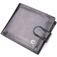 Мужской кошелек из натуральной гладкой кожи ST Leather Черный Salex Чоловічий гаманець із натуральної гладкої
