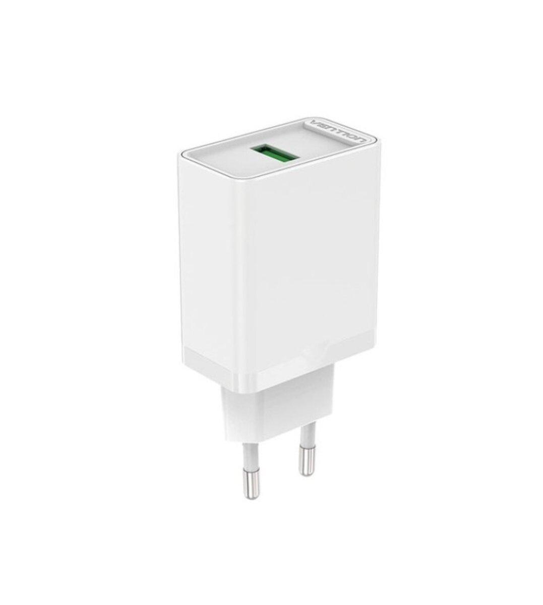 Мережевий зарядний пристрій Vention 1-port USB Wall Charger(12W) EU-Plug White FAAW0-EU