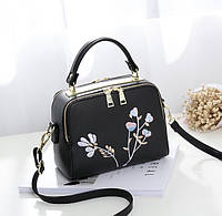 Жіноча сумка з вишивкою жіноча сумка чорна з квіточкамми Salex
