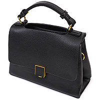 Женская сумка из натуральной кожи Vintage Черная Salex Жіноча сумка з натуральної шкіри Vintage Чорна