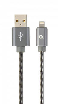 Кабель Cablexpert (CC-USB2S-AMLM-1M-BG) USB 2.0 A - Lightning, преміум, 1м, сірий