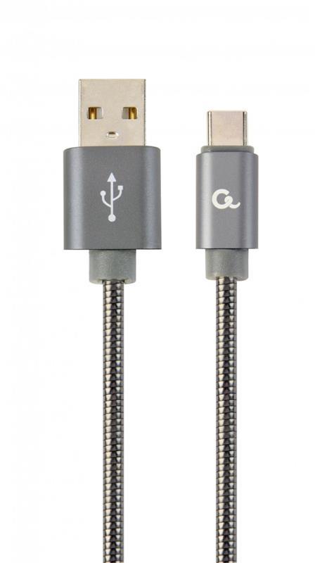 Кабель Cablexpert USB - USB Type-C V 2.0 (M/M), преміум, 2 м, сірий (CC-USB2S-AMCM-2M-BG)