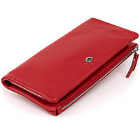 Кошелек клатч из кожи с карманом для мобильного ST Leather Красный Salex Гаманець клатч зі шкіри з кишенею для