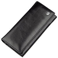 Практичный женский кошелек на магнитах ST Leather Черный Salex Практичний жіночий гаманець на магнітах ST