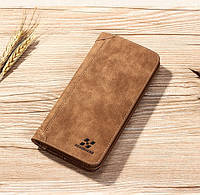 Чоловічий клатч гаманець вертикальний HengSheng портмоне Коричневий Salex
