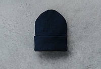 Шапка чорна чоловіча за зиму шапка стаф для чоловіка Staff navy Salex