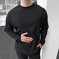 Мужской классический черный свитер мужская Кофта в Рубчик Оверсайз Черная Salex Чоловічий класичний чорний