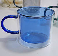 Кружка двойное стекло 250 мл Olens" Эйфория " синяя, 102-238