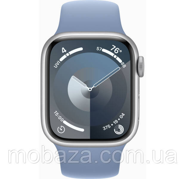 Смарт-часы Apple Watch Series 9 GPS 41mm Silver Aluminium Case with Storm Blue Sport Band M/L (MR913)