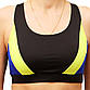 Чорний жіночий спортивний топ із яскравими вставками жовтий + синій, фото 5