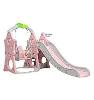 Горка-Качели с баскетбольным кольцом BabyPlayPen 3 в 1 Унисекс 1348514518 201*145*120 Розовый (bbx)