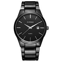 Мужские наручные часы кварцевые черные металлические Curren Adam Salex Чоловічий наручний годинник кварцевий