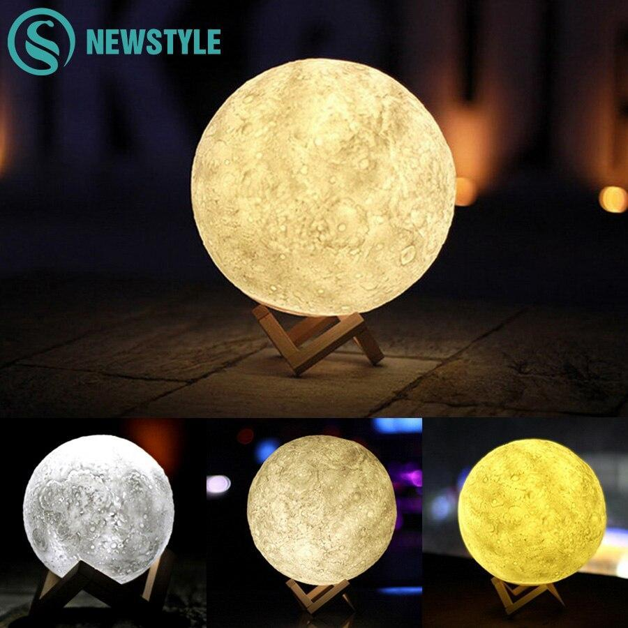 Нічник 3D світильник місяць Moon Touch Control 15 см, 5 режимів, Нічна лампа, М'яке освітлення для сну