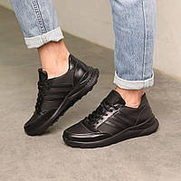 Кроссовки мужские кожаные черные кроссы для мужчин Salex Кросівки чоловічі шкіряні чорні кроси для чоловіків