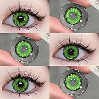 Цветные контактные зелёные линзы Fresh Lady /Ovoolok Vika Tricolor Green