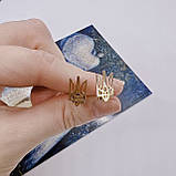 Сережки цвяшки патріотичні Герб України Золоте покриття 18К ювелірна біжутерія Xuping, фото 7