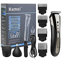 Машинка для стриження Kemei тример 3 в 1 електробритва з насадками для стриження