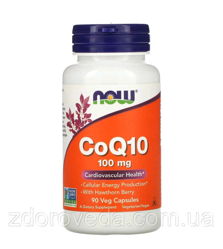 Коензим Q10, CoQ10 с ягодами глоду, 100 мг, NOW Foods,90 капсул, фото 1