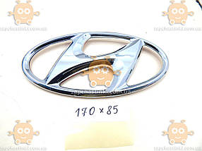 Емблема Hyundai ХРОМ пластик (на скотчі та напрямні) (Габарити: 85х170мм ВЕЛИКА) ЕМ 171203
