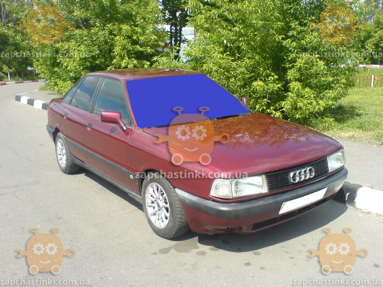 Скло лобове AUDI 80 1987-94г. місце під дзеркало з шовкографією ографией (пр-во SAFE GLASS) ГС 100403