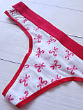 Трусики жіночі стрінги Victoria's Secret Білі з червоним, фото 2