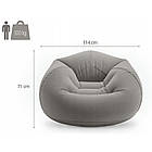 Надувне велюрове крісло-груша 107х104х69 см Intex 68579 Сірий Крісло для дому та вітальню, фото 5