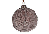 Елочный шар с сахарным покрытием и глиттером 10см, цвет -коричневый антик NY29-390 ОСТАТОК