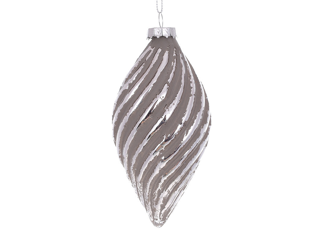 Ялинкова прикраса з матовим покриттям 12см, колір - сірий зі сріблом ТОВАР ВІД ВИРОБНИКА