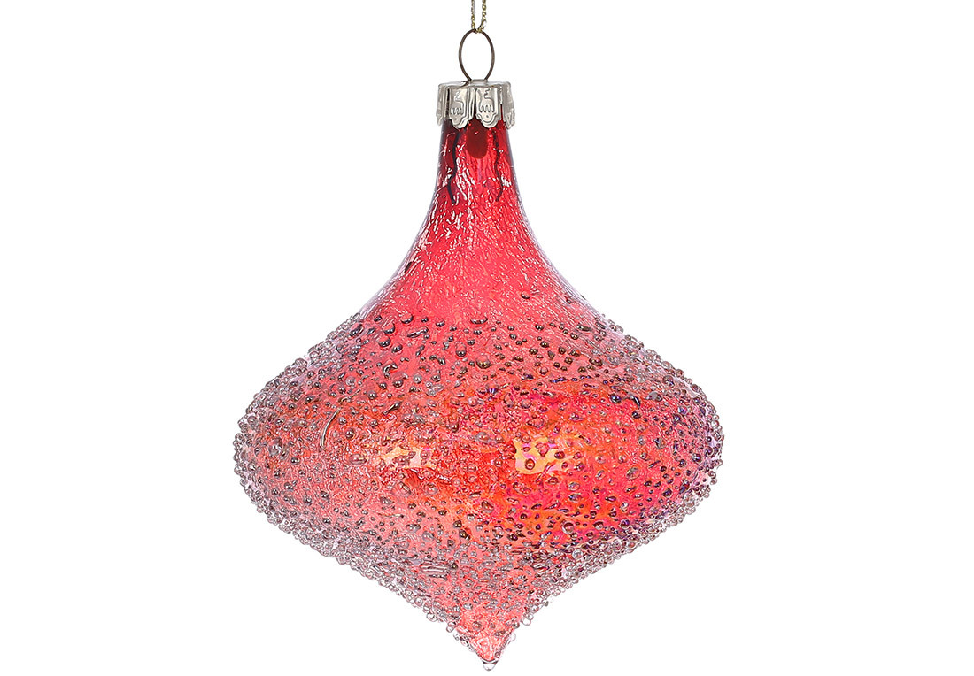 Ялинкова прикраса з покриттям лід, 10*13см, колір - червоний антик. ТОВАР ВІД ВИРОБНИКА