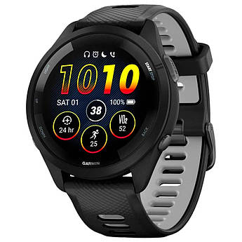 Смарт-годинник Garmin Forerunner 265 Black Bezel and Case with Black/Powder Gray Silicone Band (010-02810-50)