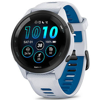 Смарт-годинник Garmin Forerunner 265 Black Bezel with Whitestone Case and Whitestone/Tidal Blue Silicone Band