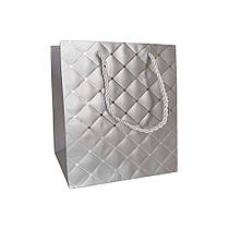 Пакет подарунковий "Преміум" срібло 18х23х10 см