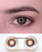 Цветные контактные карие линзы с диоптриями для зрения Lermoo Royal Brown