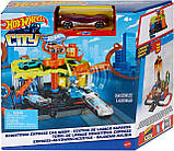 Ігровий набір Хот Вілс автомийка Hot Wheels City Toy Car Track Set Downtown Express Car Wash Playset, фото 3