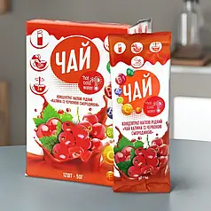 Натуральний чай концентрат у стіках ТМ Смакуйте «Калина і червона смородина» 12 шт х 50 г концентрований