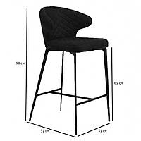 Полубарные стулья Keen 65 см черный велюр на металлических ножках для кухни
