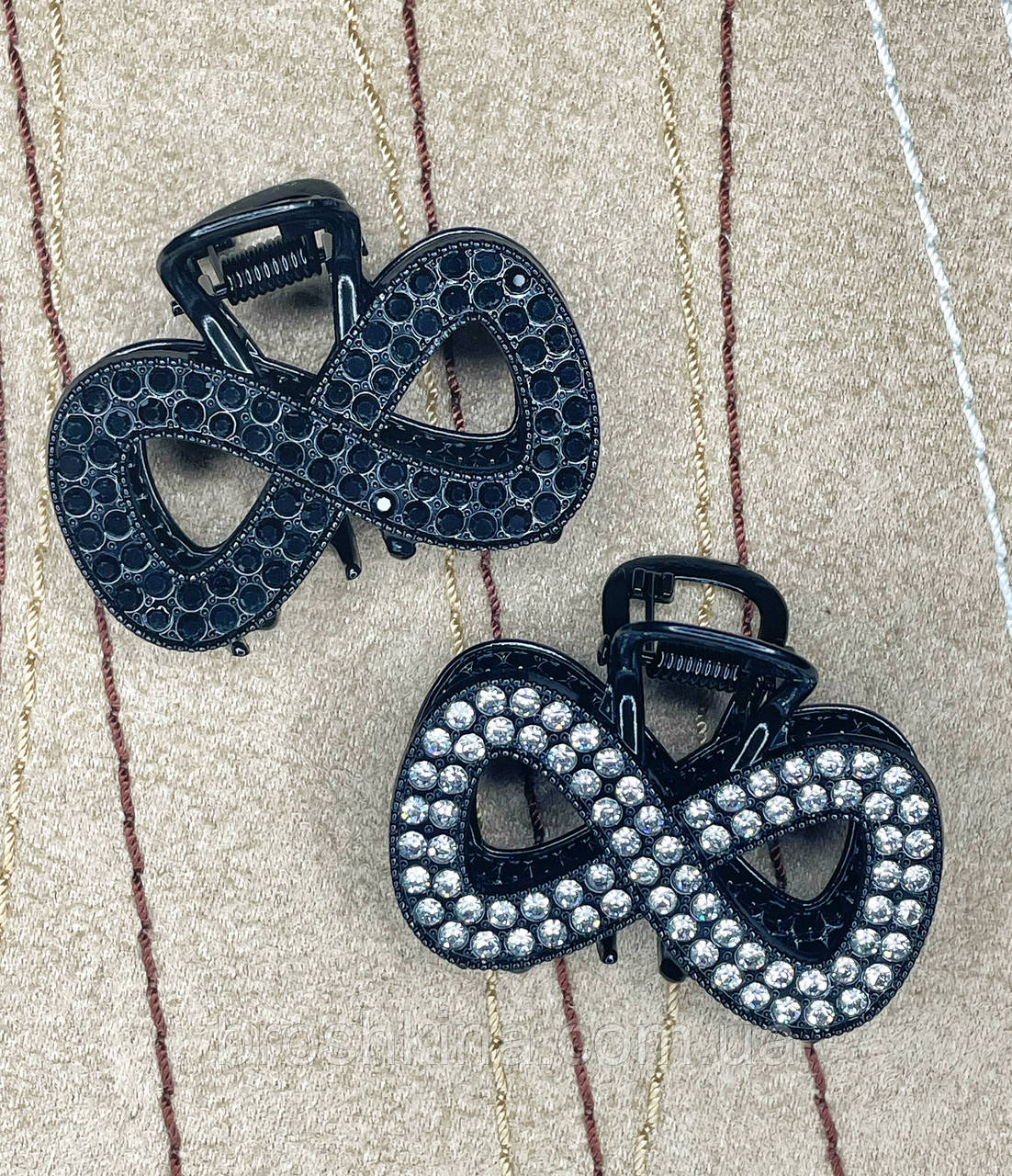 Краби для волосся метал/стрази 4.5 см12 шт./пач., фото 1