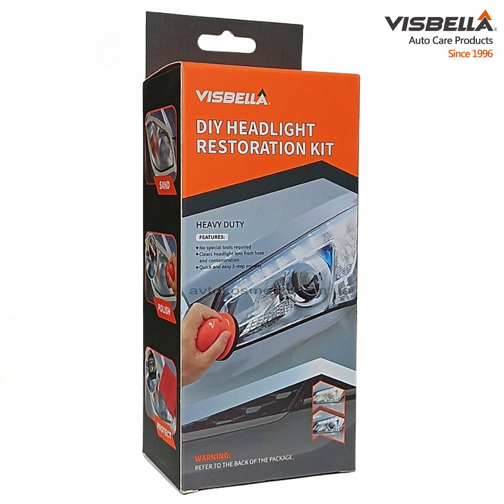 Набір для відновлення фар Visbella Headlight Restoration Kit. Ручне полірування., фото 1