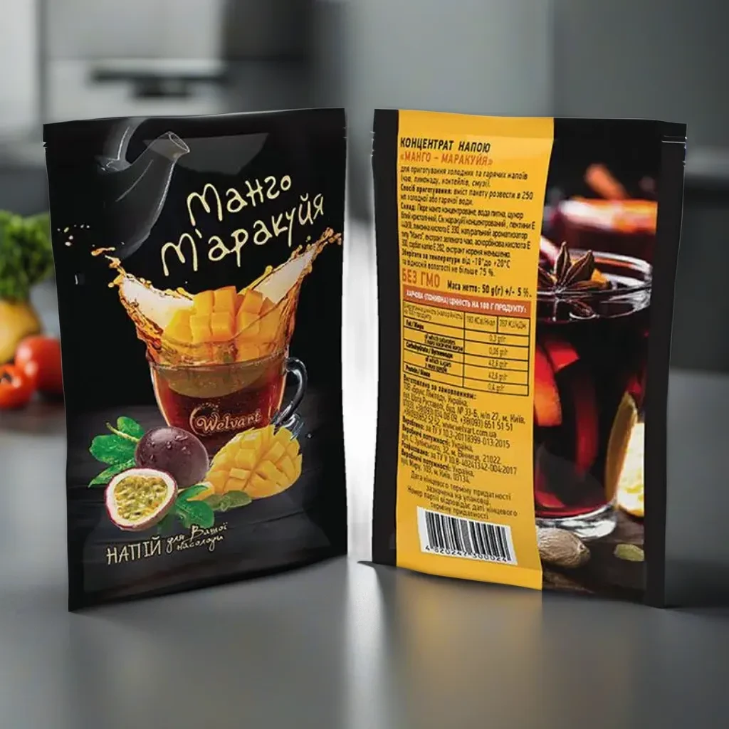 Фруктове пюре для чаю концентрат у пакетиках ТМ Welvart "Манго-Маракуйя" 50 г